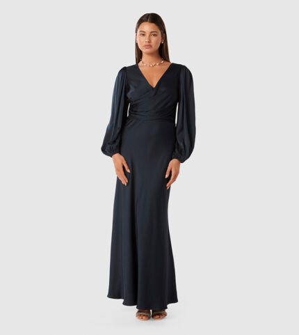 MARLA Solid Wrap Maxi Dress